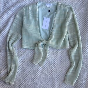 Revolve Light Green Tie-Front Top